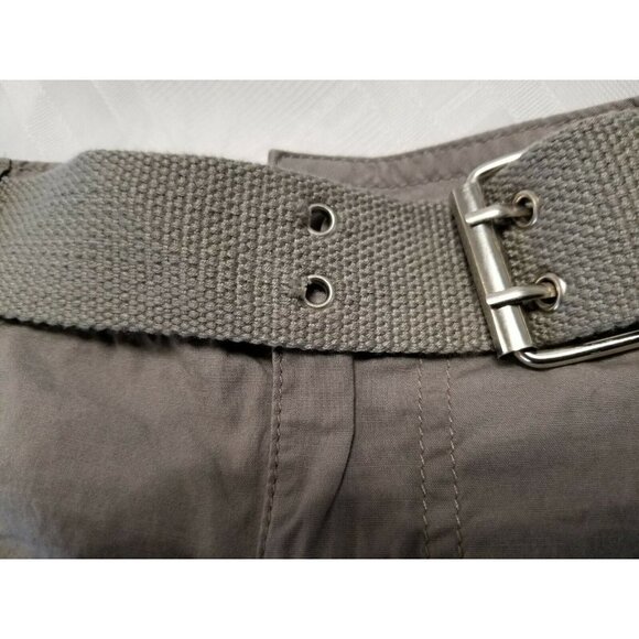 Bongo Shorts Khaki Gray Cuffed Hem Button Pockets Webbed Belt Junior Size 15 - Picture 5 of 11